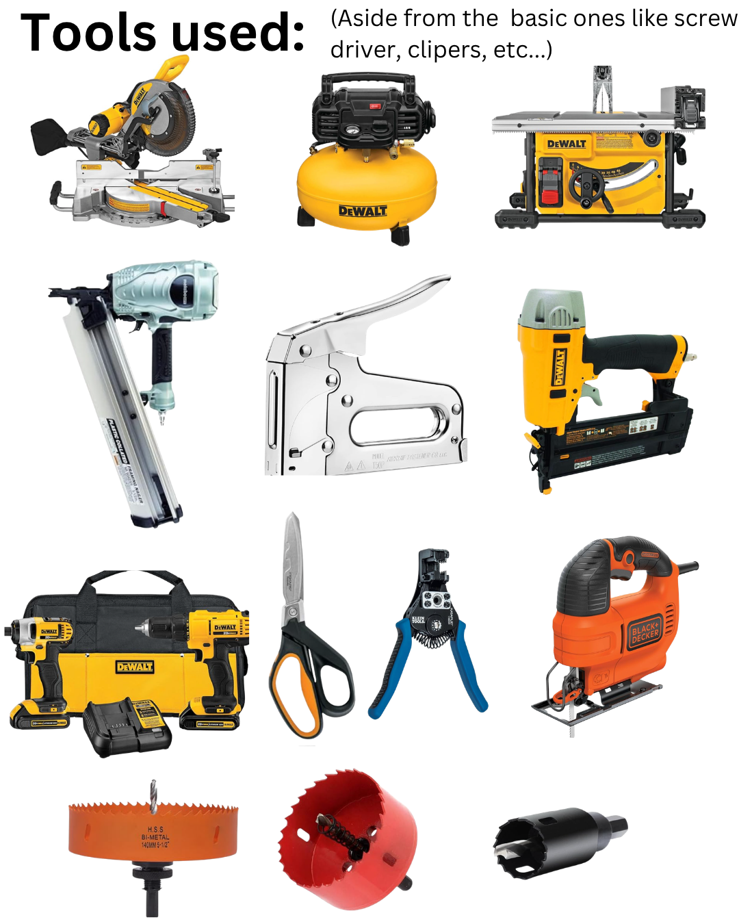 Diy sauna shows all tools used in building this sauna