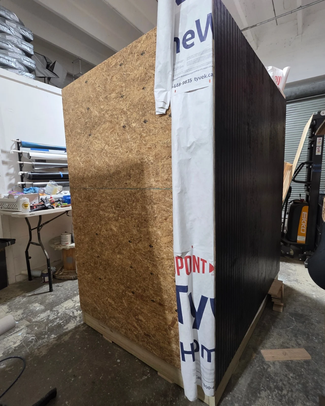 Sauna home wrap material rolled for transporation